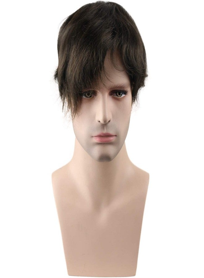 Voloria Mono Lace with Soft Thin Durable Skin Toupee For Men with 10"X8" European Virgin Human Hair Slight Wave Men's Replacement Hairpieces Wigs #4A Brown Color - Image 2