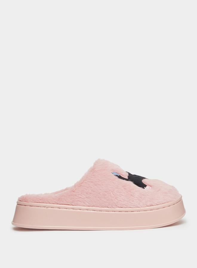 تايك تو شبشب غرفة نوم سادة مُطرّز بقطة - Image 1