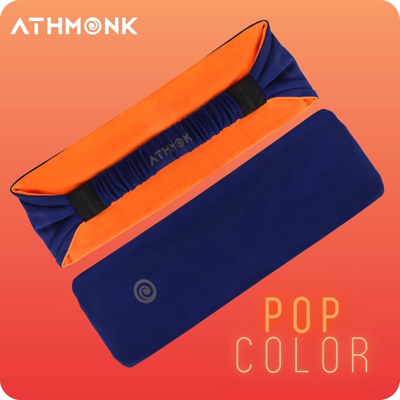 Athmonk Lycra Multipurpose Reversible Headband For Men Women, Colorful Stylish Sweatband Quick Dry Manage Long Hair Wide Snug Fit Elastic For Sports, Running, Gym, Cricket, Badminton, Orange - Image 3