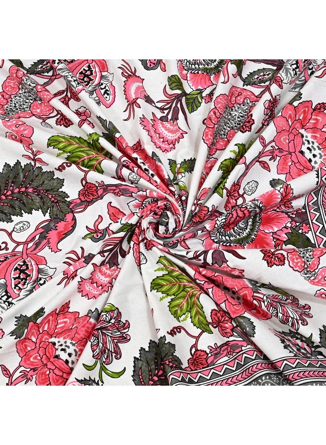 EasyGoods® 240 TC Cotton Bedsheet for Double Bed -Floral Pink|Ethnic24 Bedsheet King Size Bed Cotton|King Size Bedsheet|Double Bedsheet with 2 Pillow Covers 90x108 Inch|Handcrafted Bed Sheets - Image 5
