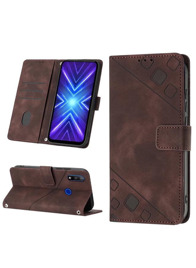 Skin-feel Embossed Leather Phone Case For Honor 9X Global/Huawei P Smart Z/Y9 Prime 2019/Enjoy 10 Plus