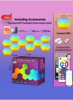 Bukela Smart Hexagon RGBIC Light Panels,Wi-Fi Smart Home Decor Creative Lights with Music Sync,Gaming Lights with APP & Remote Control Wall Lights Gift for Home Decor, Living Room,Gaming Room(10 Pack)  - Image 1