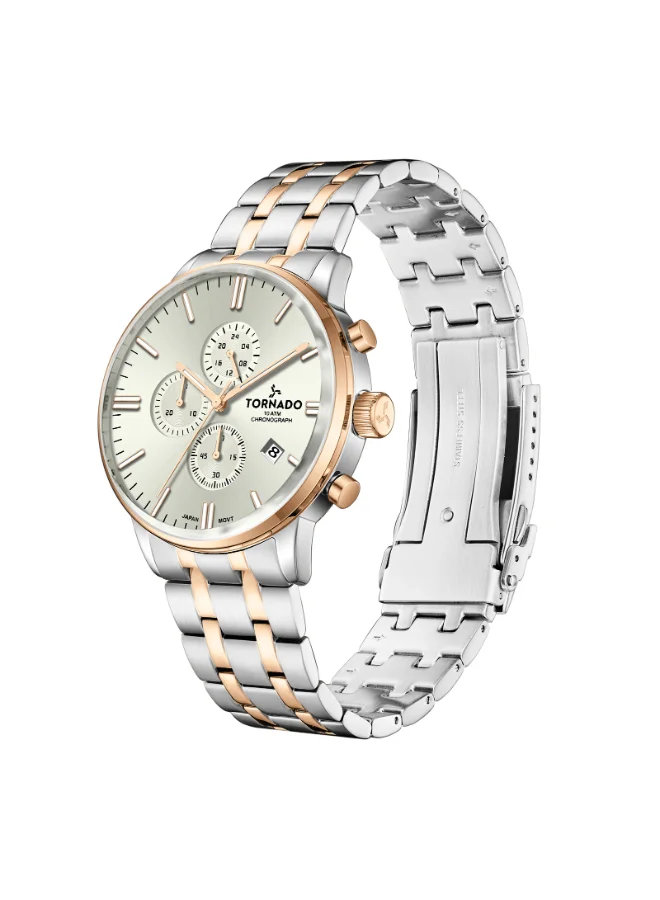 تورنيدو TORNADO Men's Chronograph Ivory Dial Watch - T6102-KBKI