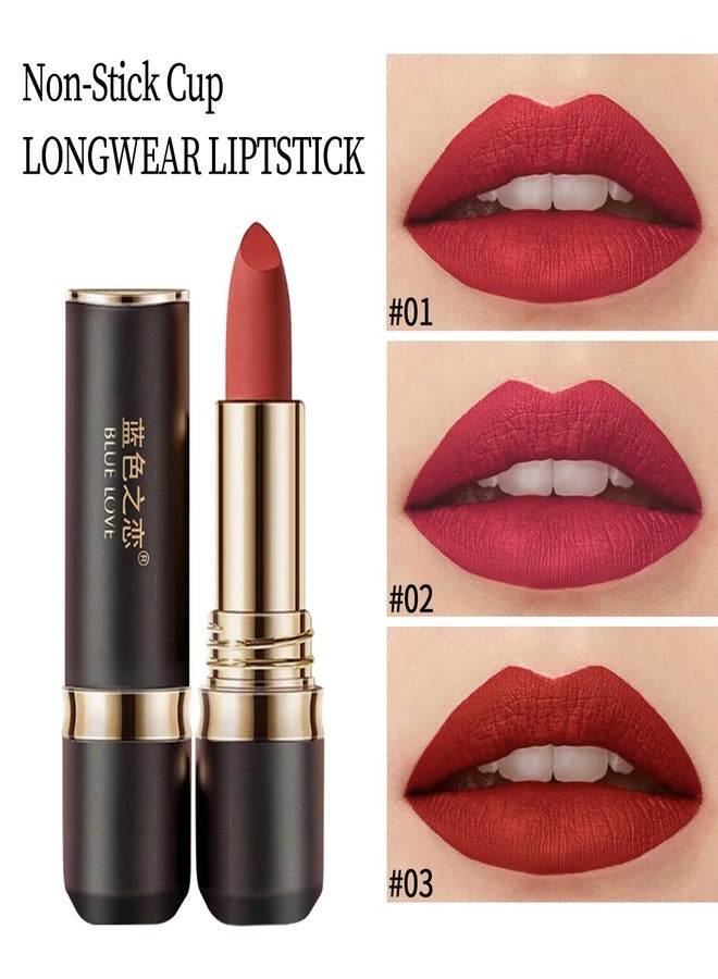 BLUE LOVE Long Lasting Lipstick - Proof Transfer-Resistant, Hydrating Formula for All-Day Wear - Essential Lip Makeup for Women (02 Sweet Red) - Image 3