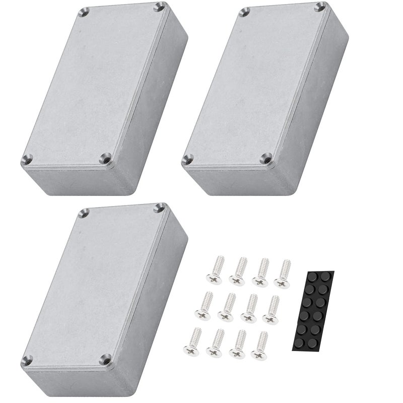DAIERTEK 3pcs 125B / 1590N1 Aluminum Guitar Effect Pedal Enclosure Metal Stomp Box Enclosure Unfinished 122x66x39.5mm with Rubber Feet - Image 1