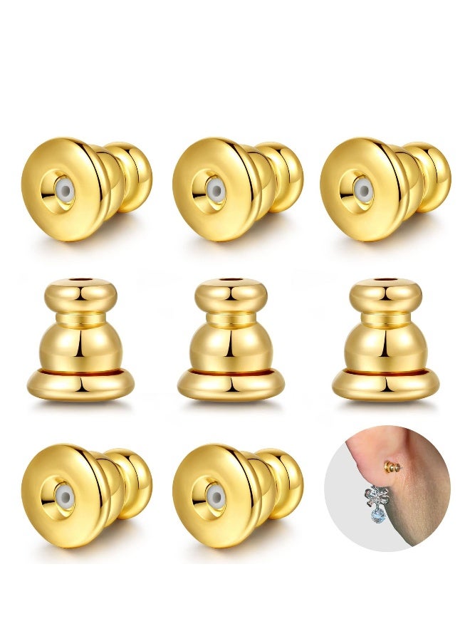 Earring Backs, 5 Pairs Hypoallergenic Locking 18k Gold Bullet Earring Backs for Studs Replacements Secure Locking Backing for Sensitive Ears - Image 1