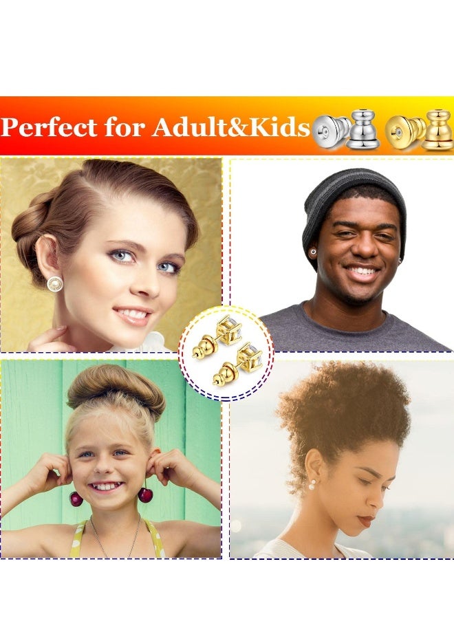 Earring Backs, 5 Pairs Hypoallergenic Locking 18k Gold Bullet Earring Backs for Studs Replacements Secure Locking Backing for Sensitive Ears - Image 4