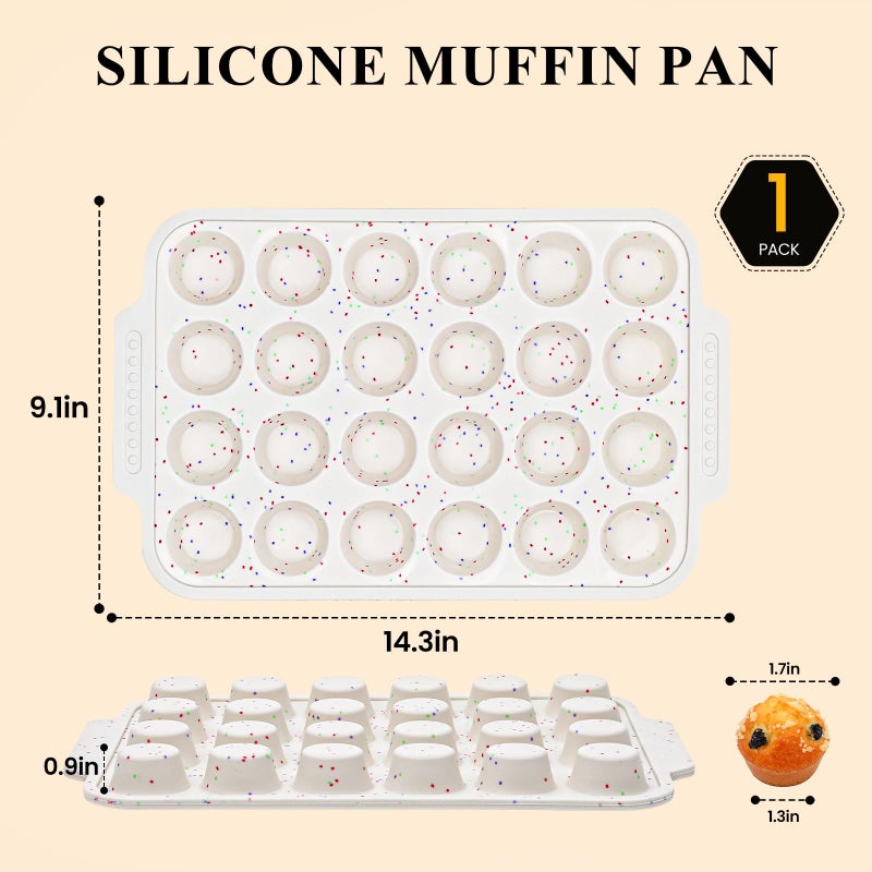 Vinino Silicone Mini Muffin Pan for Baking, 24 Cups Mini Cupcake Pan with Reinforced Frame, Nonstick Muffin Tray with Non-Slip Handle, Silicone Molds for Oven, BPA Free, Dishwasher Safe - Image 4