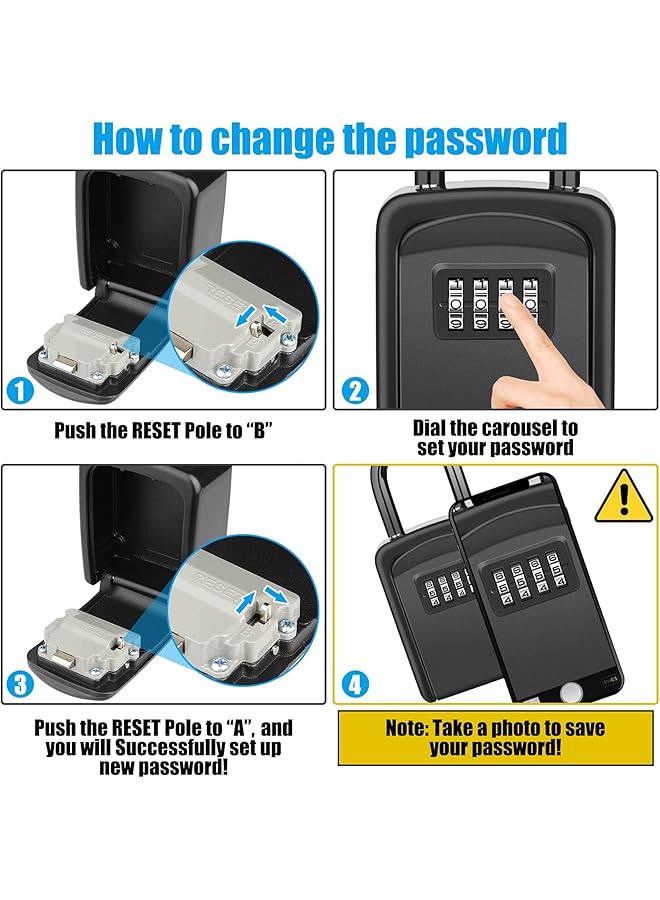 erorex Key Safe Portable Lock Box For Keys Outdoor With Removable Shackle Hangable Combination Key Lock Box For Home Office Garage School Free Of Installation - Image 5