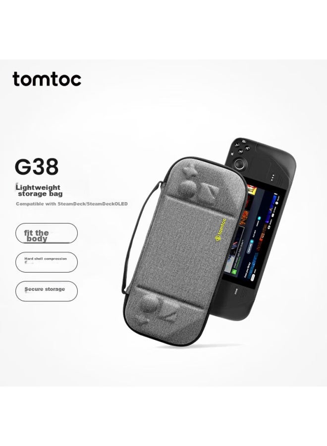 Tomtoc Steam Deck Storage Case, Hard Shell Storage Bag, Slim And Lightweight Bag, Handbag, Light Gray - Image 1