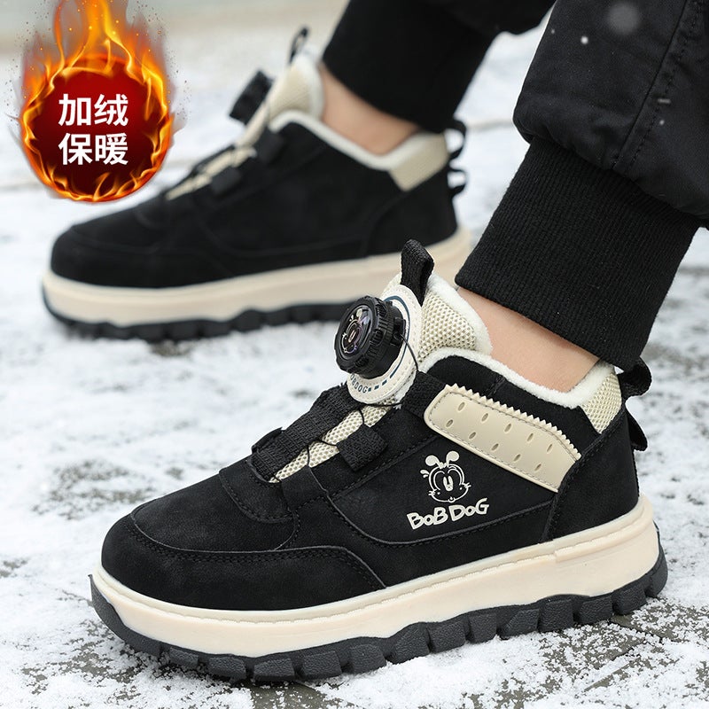 Babu Bean Children'S Shoes Boys Cotton Shoes 2024 Winter New Fleece-Lined Thickened Warm Shoes Children'S Sneaker - Image 1