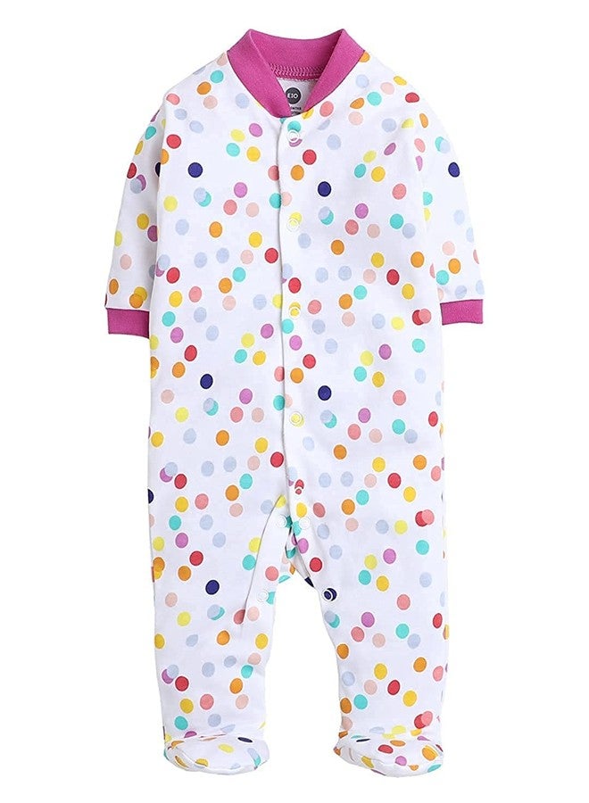 EIO 100% Cotton Rompers/Sleep Suits/Jumpsuit/Night Suits for Baby Boys & Girls, Infants, New Born Pack of 3 (Purple, 3-6 M) - Image 3