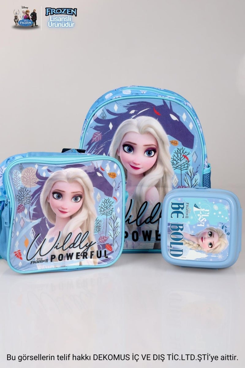 Elsa New Season Licensed Frozen Kindergarten Bag, Lunch Bag and 2-Layer Lunch Box Set - Image 1