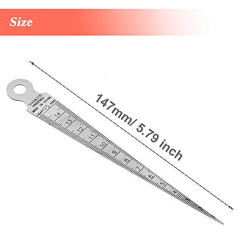 Mesee Taper Gage 1-15mm Stainless Steel Taper Welding Gauge Inch & Metric Feeler Gap 1/32-5/8 Inch Hole Diameter Measuring Tool for Tapering Measurement - Image 2