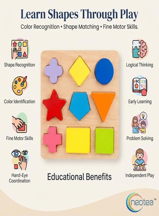 Neotea Kids Wooden Shape and Color Puzzle | Educational Jigsaw Board Game for 3+ | Preschool Learning Toy | Problem-Solving Skills | Multicolor Matching Game for Toddlers & Kids - Image 2
