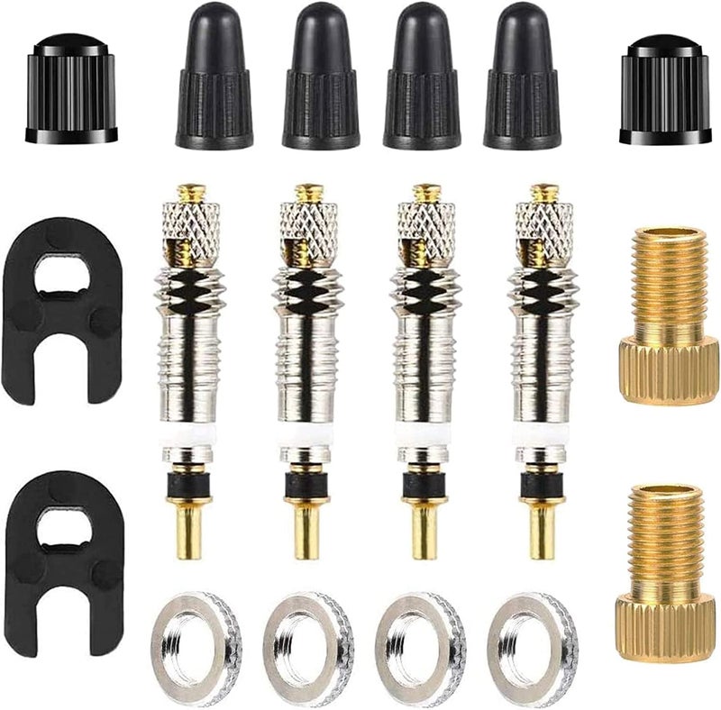 KEWAYO 18Piece Bike Valve Repair Kit  Presta to Schrader Adapter with Brass Valve Cores  Dust Caps  Tubeless Tire Accessories for MTBRoad Bicycles - Image 1