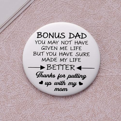 Aesnefe Stepdad Keychain, Dad Keyring, Gift for Step Dad & Stepfather, Birthday & Fathers Day Gift, Thanks for Putting Up With Mom - Image 2