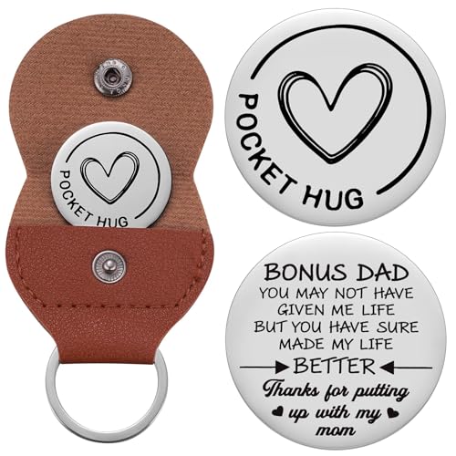 Aesnefe Stepdad Keychain, Dad Keyring, Gift for Step Dad & Stepfather, Birthday & Fathers Day Gift, Thanks for Putting Up With Mom - Image 1