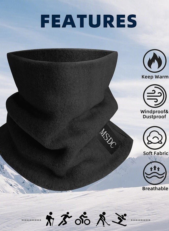 MSDC Neck Gaiters for Men 3 Pack,Neck Warmer Scarf Women Face Mask Covering for Cold Weather Black - Image 2