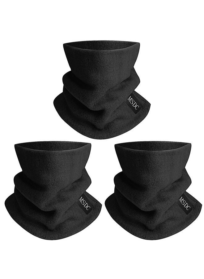 MSDC Neck Gaiters for Men 3 Pack,Neck Warmer Scarf Women Face Mask Covering for Cold Weather Black - Image 1