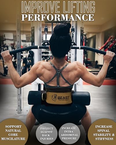 Beast Power Gear حزام رفع الأثقال - حزام جلد طبيعي 4 بوصة مع دعم أسفل الظهر مبطن لتمارين كمال الأجسام، القرفصاء، الرفعة المميتة، رفع الأثقال، وتدريب القوة للرجال والنساء مع لفافة معصم مجانية - Image 3
