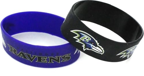 aminco NFL Baltimore Ravens Silicone Rubber Bracelet, 2-pack, black - Image 2