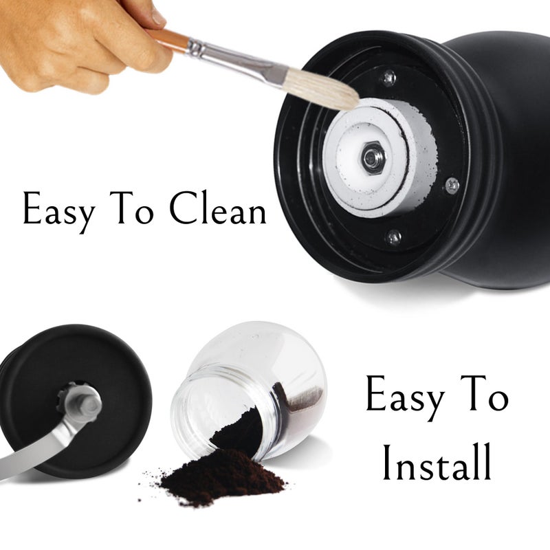 Mixpresso Manual Coffee Grinder, Spice Grinder Manual, Glass Jars, Ceramic Burr, Adjustable Grind, Easy to Clean, Portable Compact Design, 3 Piece Set, Stainless Steel - Image 2