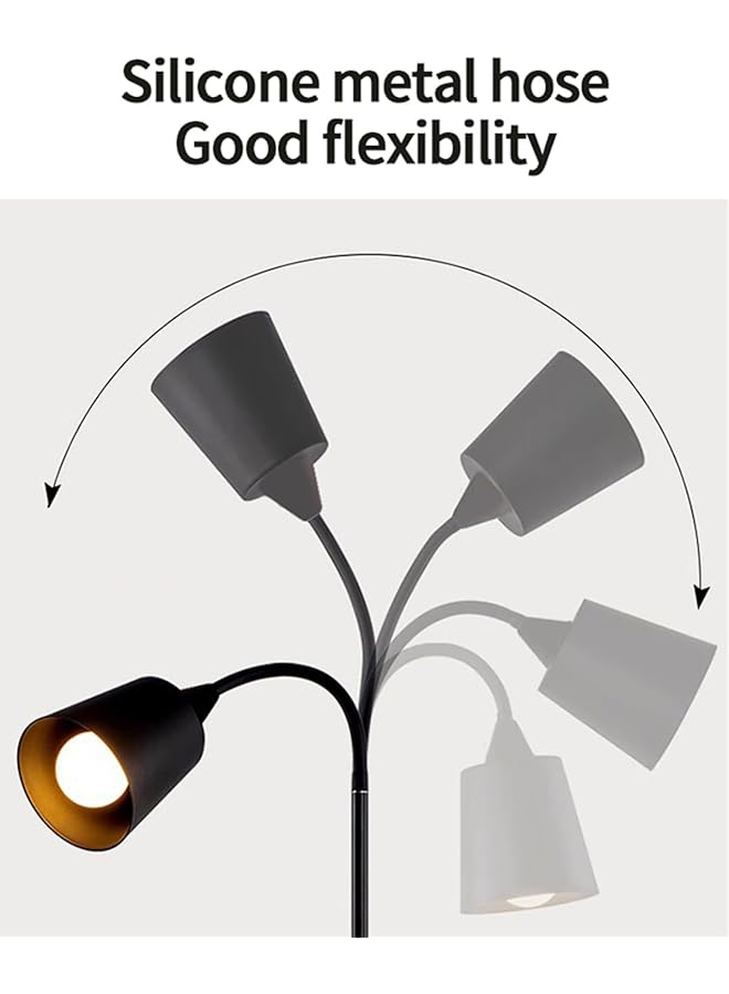 إيروريكس مصباح أرضي بتصميم عصري، مصباح أرضي طويل قائم بذاته مع رأسين قابلين للتعديل، مناسب لغرفة المعيشة وغرفة النوم وغرفة الدراسة والمكتب، باللون الأسود - Image 3