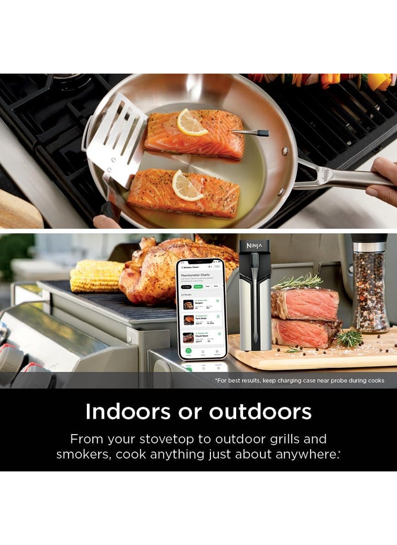 Ninja Ninja Meat Thermometer ProChef Wireless Probe for Indoor  Outdoor Air Fryer Grill Cooking Smoker Oven Roaster Long Range Bluetooth App Connection Flareup Resistant Waterproof US Only WP100  - Image 4
