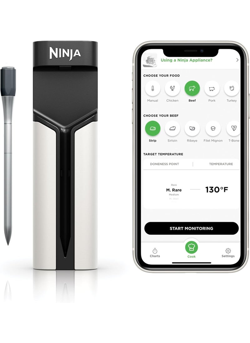 Ninja Ninja Meat Thermometer ProChef Wireless Probe for Indoor  Outdoor Air Fryer Grill Cooking Smoker Oven Roaster Long Range Bluetooth App Connection Flareup Resistant Waterproof US Only WP100  - Image 1