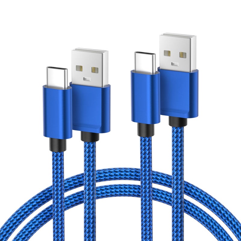 Basesailor for iPhone 17 16 Pro Max Charger Cord,USB to USB C Cable,Type C Charging Power Cord for Apple 17e 15 iPad 10 Air 4 5,Samsung Galaxy S26 S25 S24 S23,Blue,2Pack 6.6FT(2M) - Image 1