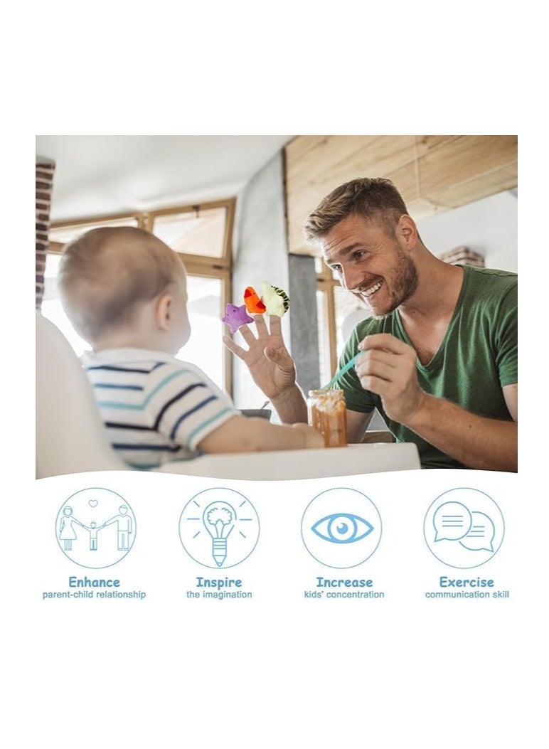 Set Of 5 Silicone Finger Puppets for Children and Babies, Animals Shape Bath Toy, Hand Puppet Stories Cute Small Dolls Rubber Bath Toy Gift for Children (Chicken-Cat-Cow-Dog-Sheep) - Image 3