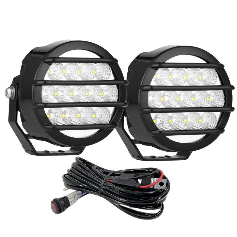 BIGLIONX 37 Inch 130W Off Road Lights White Round Offroad Fog Lights Super Bright 12800LM Driving Offroad Lights Bumper Fog Light Pods Waterproof 1224V for Trucks 4x4 SUV ATV UTV Car