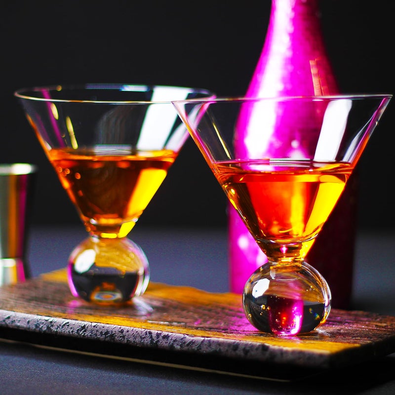Melbify Melbify Luxury Ball Martini Glasses Set of 2 350 ML Crystal Cocktail Glass Set Stemless Wide Mouth Fancy Cocktail Glassware Designer Wine Glasses Unique Martini Glasses Gift Set  - Image 1