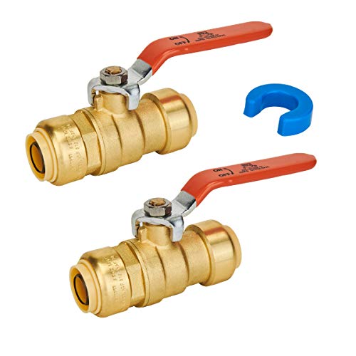 SUNGATOR 3/4 Inch Ball Valve, 3/4" Shut off Valve, No Lead Brass Push-to-Connect Plumbing Fittings, Full-Port Fit for PEX Pipe, Copper, CPVC, PE-RT, Pack of 2 - Image 1