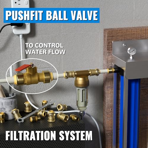 SUNGATOR 3/4 Inch Ball Valve, 3/4" Shut off Valve, No Lead Brass Push-to-Connect Plumbing Fittings, Full-Port Fit for PEX Pipe, Copper, CPVC, PE-RT, Pack of 2 - Image 5