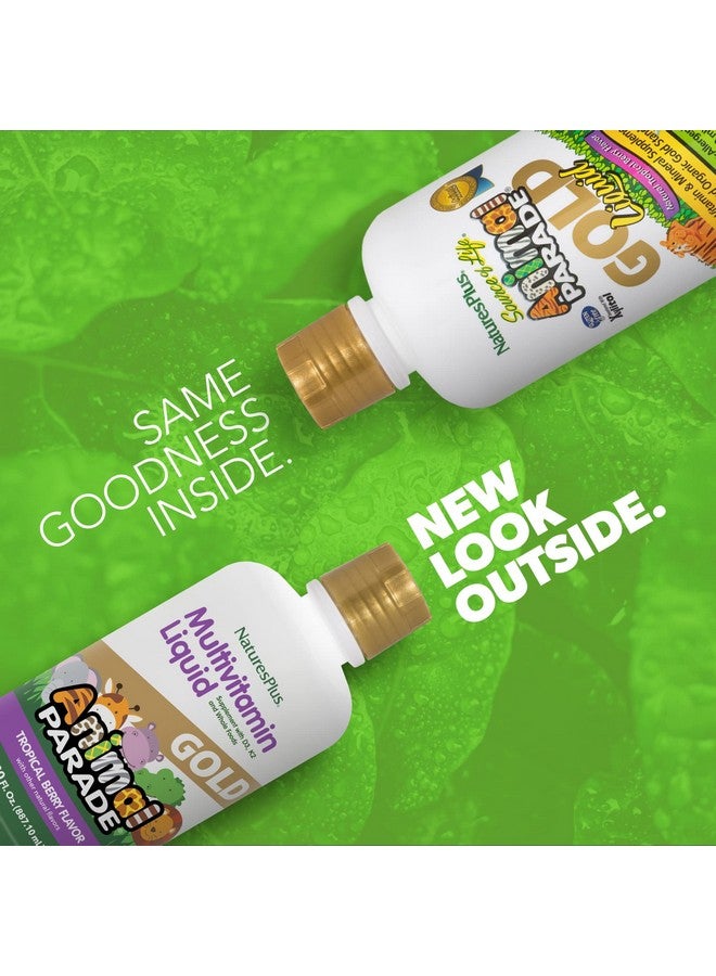 NaturesPlus Animal Parade Source of Life Gold Children's Liquid Multivitamin, 30 OZ - Natural Tropical Berry Flavor - Immune Support Supplement - Organic Whole Foods, Gluten-Free, Vegan - 60 Servings - Image 2