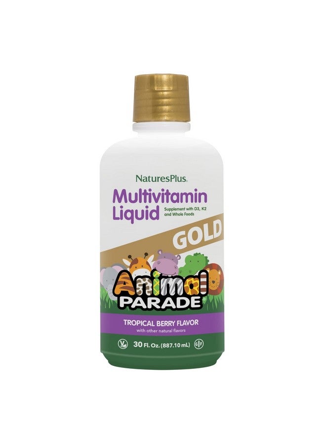 NaturesPlus Animal Parade Source of Life Gold Children's Liquid Multivitamin, 30 OZ - Natural Tropical Berry Flavor - Immune Support Supplement - Organic Whole Foods, Gluten-Free, Vegan - 60 Servings - Image 1