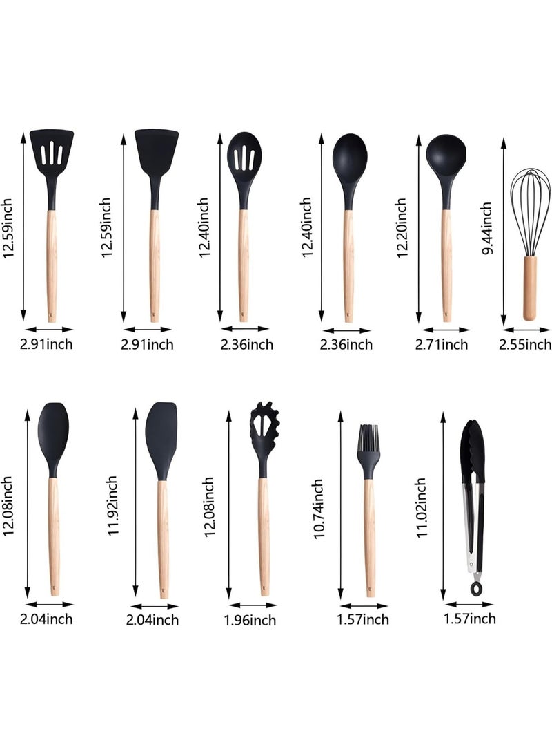 ZEESQUARE Silicone Utensil Set 19 PCS – Non-Stick Heat Resistant Kitchen Tools with Wooden Handles | Premium Silicone Cooking Set for All Cooktops - Image 4