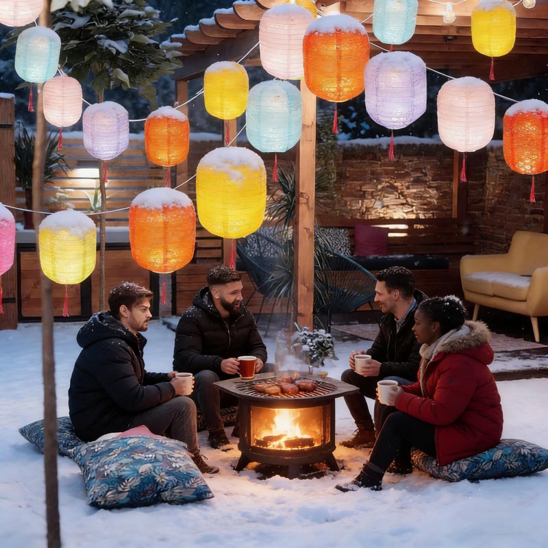 Metany 10PCS Paper Lanterns Chinese New Year Spring Festival Lantern 6inches Variety Color with LED Lights, Hanging Valentines Lanterns with Tassels Walking Sticks for Wedding Dinner Birthday Party Decor - Image 4