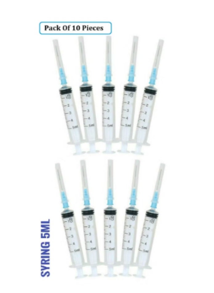 3W Healthcare Pack Of 10 Medical Disposable Syringe 5ml With Needle  - Image 1