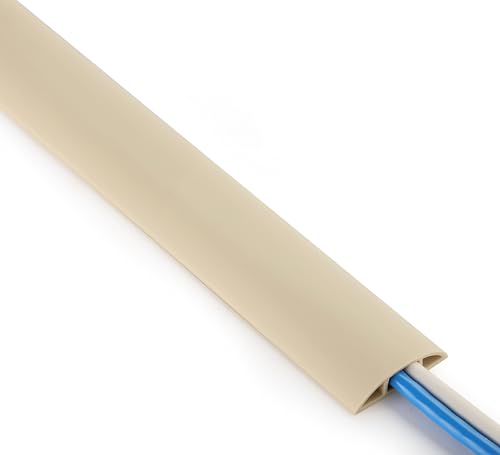 ZhiYo 10ft Cord Covers for Wires on Floor, Cord Hider Floor Hide Extension Cords, Soft PVC Cable Cover Cable Protector, Cable Cavity W0.62in H0.31in, Beige - Image 1