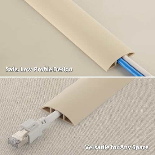 ZhiYo 10ft Cord Covers for Wires on Floor, Cord Hider Floor Hide Extension Cords, Soft PVC Cable Cover Cable Protector, Cable Cavity W0.62in H0.31in, Beige - Image 3