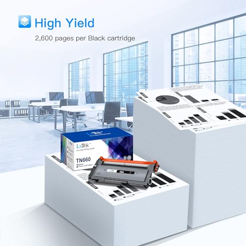 LxTek خراطيش حبر بديلة متوافقة من LxTek لطابعة Brother TN660 TN-660 TN630 TN-630 متوافقة مع HL-L2300D HL-L2380DW HL-L2340DW HL-L2320D DCP-L2540DW (عبوة 2، أسود)، عالية الإنتاجية - Image 3