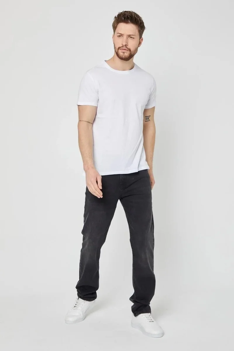 mmetalic Men's Multicolored T-Shirt Regular Fit Relaxed Cut Crew Neck 5-Piece Basic T-Shirt Pack