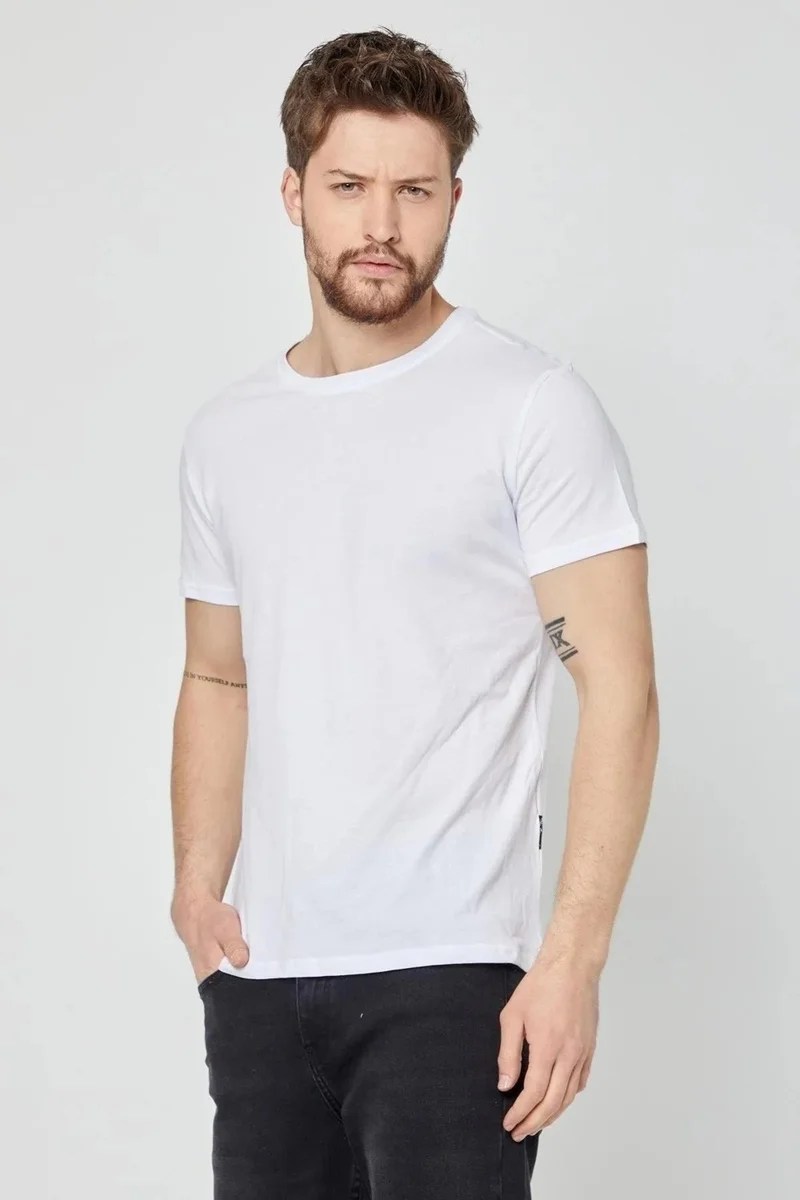 mmetalic Men's Multicolored T-Shirt Regular Fit Relaxed Cut Crew Neck 5-Piece Basic T-Shirt Pack