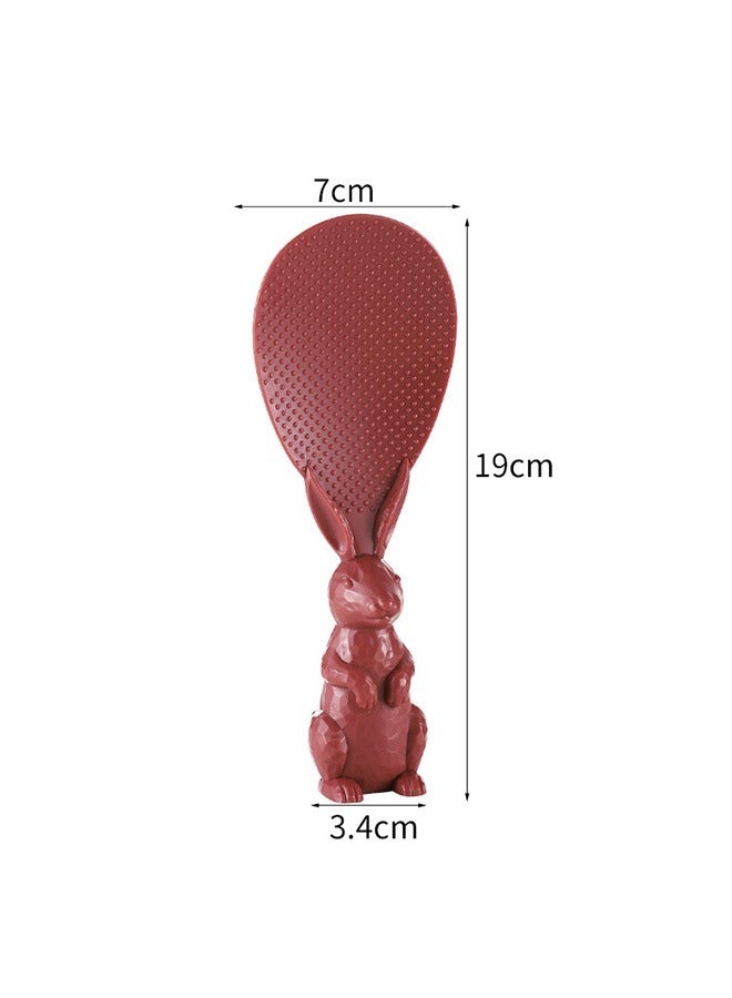 2 Pcs Creative Rabbit Non Stick Rice Spoon, Food Grade PP Standable Rice Scooper Standing Spoon, Household Rice Cooker Rice Spoon (Yellow+Red) - Image 2