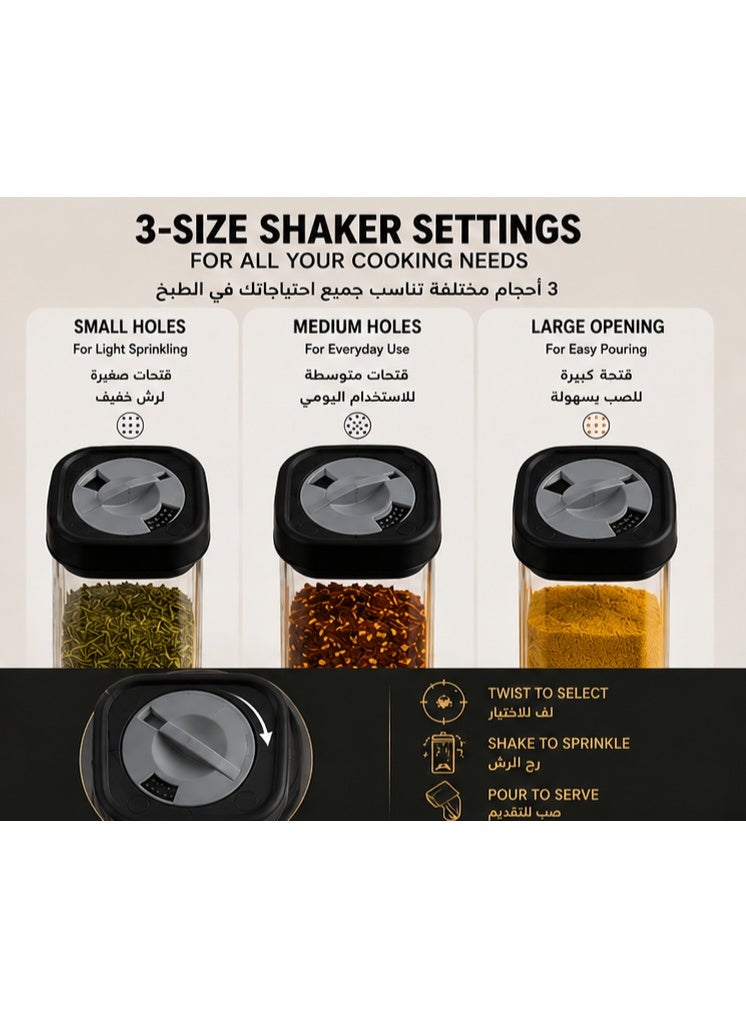 4-Piece Acrylic Spice Jar Set 250ml – 3-Position Adjustable Shaker Lid, BPA-Free Airtight Clear Seasoning Containers for Kitchen Organization - Image 2
