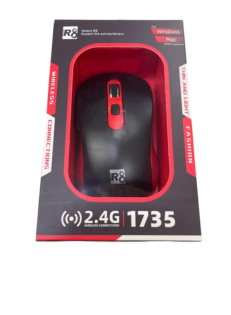 أر8 ماوس لاسلكي R8 باللونين الأسود والأحمر - Image 4