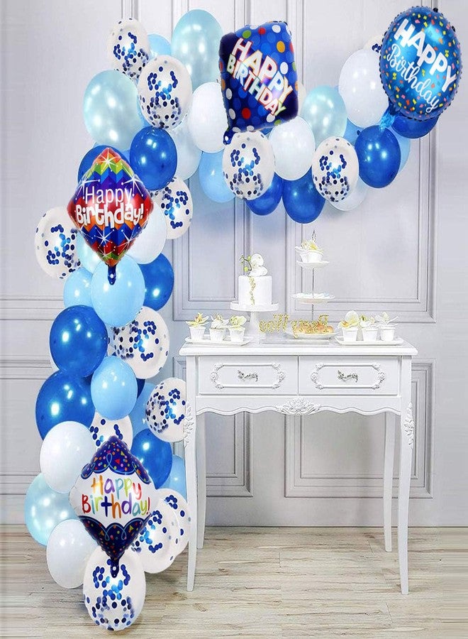 OHLIGEI 8PCS Blue Happy Birthday Foil Balloon Set Birthday Party Mylar Balloons for Gender Reveal Birthday Wedding Party Decorations Supplies - Image 4
